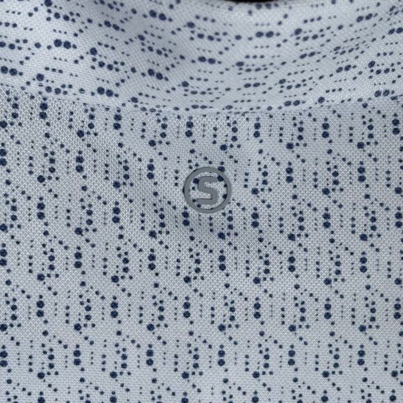 Stitch Golf Polo Shirt 2XL White Patterned 1917 Logo Performance Made in Korea - Picture 5 of 7